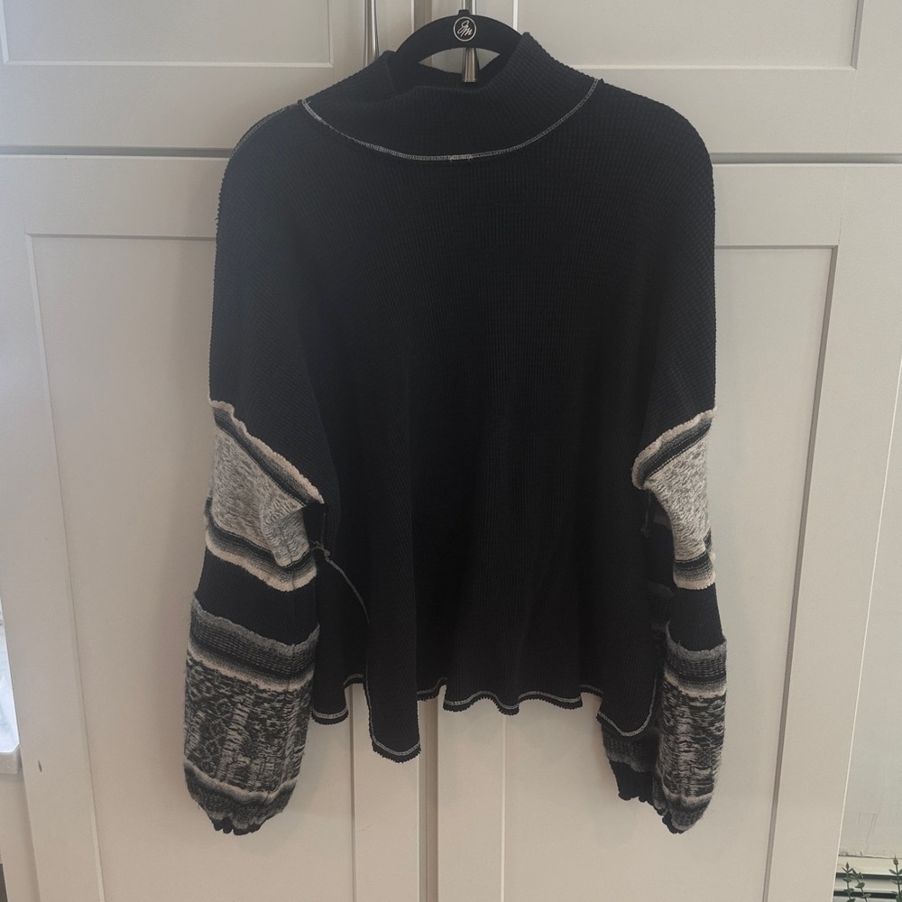 Free People 'Northern Lights' Embroidered Sweater waffle large balloon sleeve